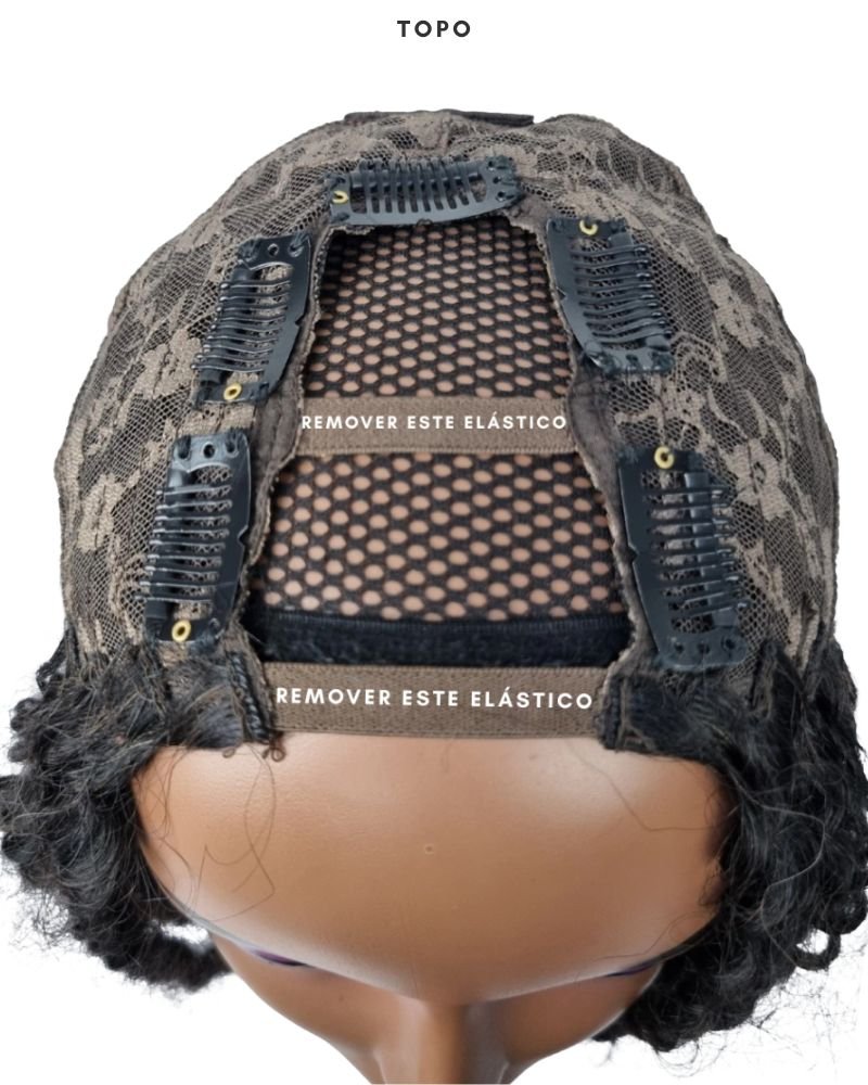 Lace Wig Humana Taís U-Part Cacheada - Wig Brasil (Cor 1B)