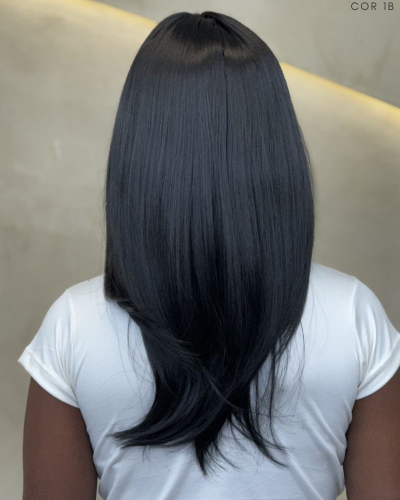 Lace Wig Malos Orgânica Lisa com Franja