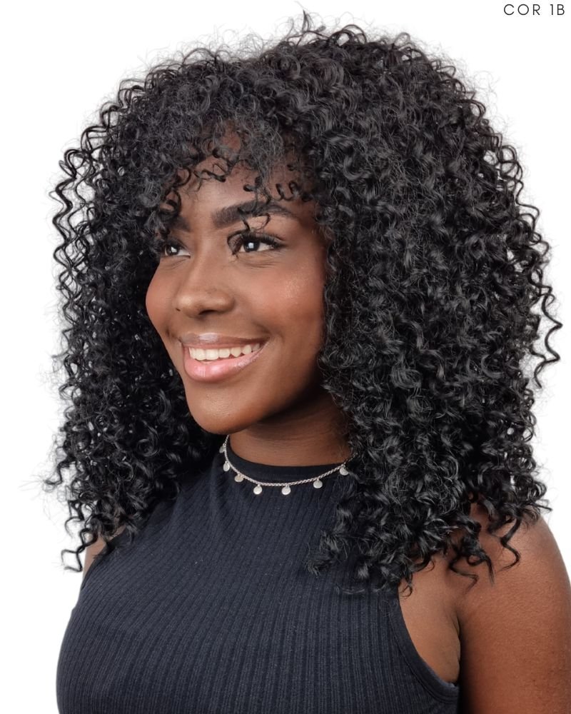 Lace Wig Maya Cacheada com Franja