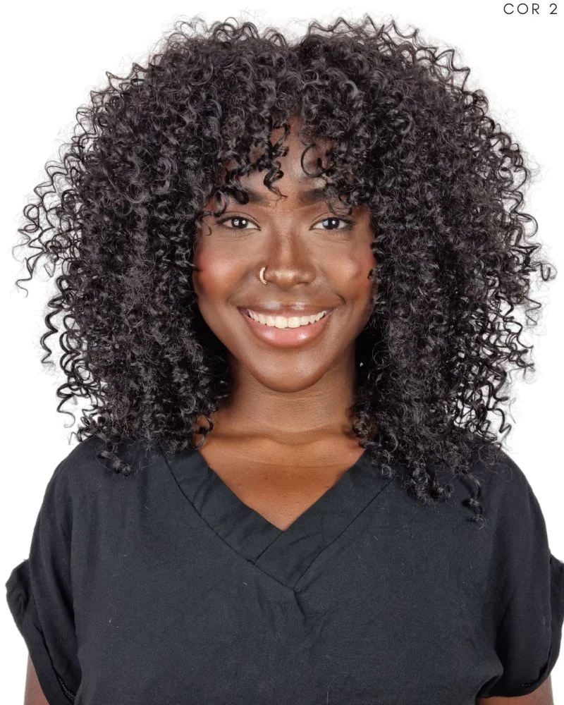 Lace Wig Maya Cacheada com Franja