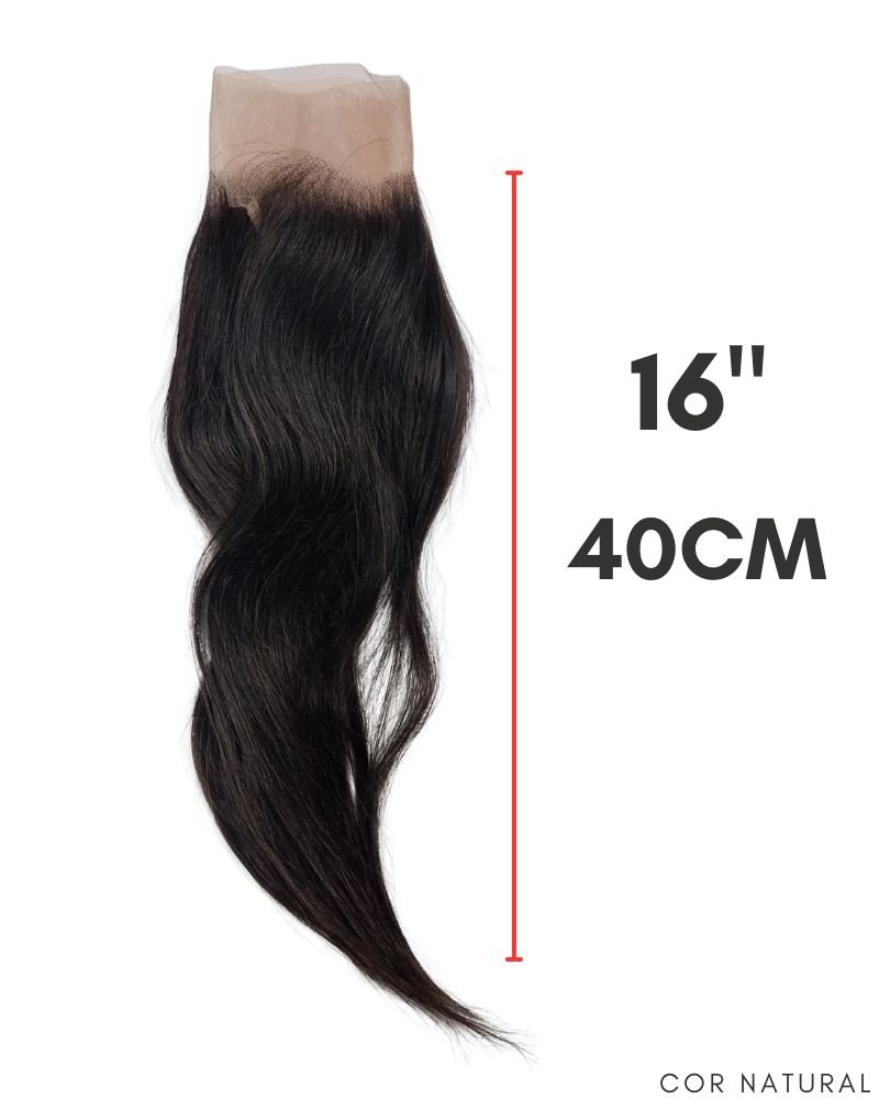 Top Closure Humano Fio a Fio 16 - 40cm Liso - Cor Natural