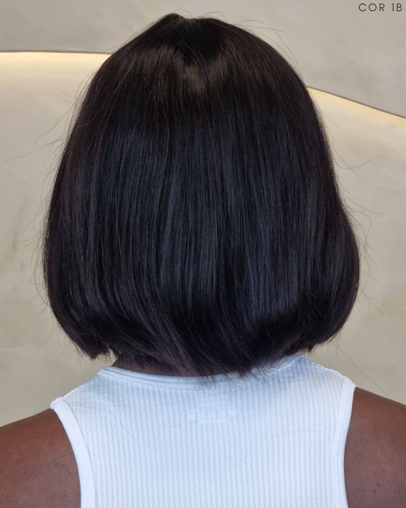 Wig Humana Lica Lisa com Franja (Cor Natural)