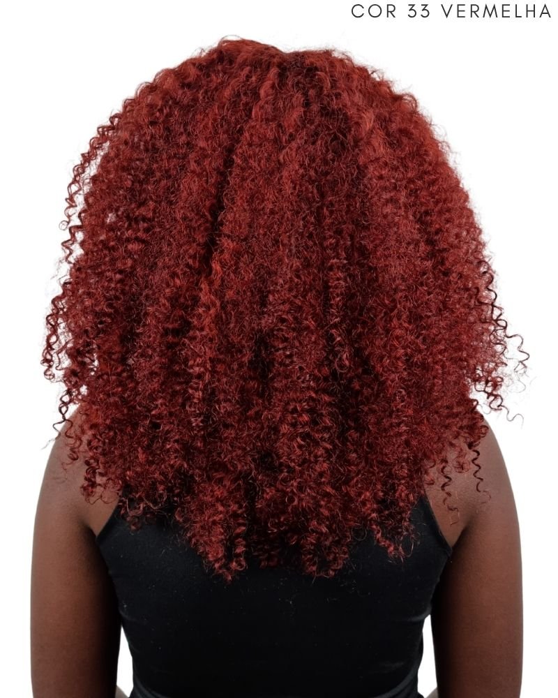 Wig Humana Loren P Cacheada com Franja (Cor 33 - Ruiva)